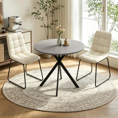 Miniatura 13 de Juego de 2 sillas y mesas de comedor redondas de 31.5 pulgadas para 2, pequeñas sillas de comedor que ahorran espacio, juegos de comedor pequeños