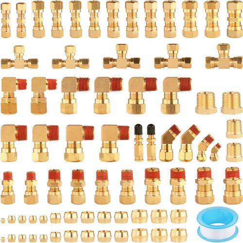 Miniatura 7 de Kit surtido de accesorios de freno de aire DOT de latón de 37 piezas, 1/4 pulgadas, 3/8 pulgadas, 1/2 pulgadas, accesorios de empuje para conectar