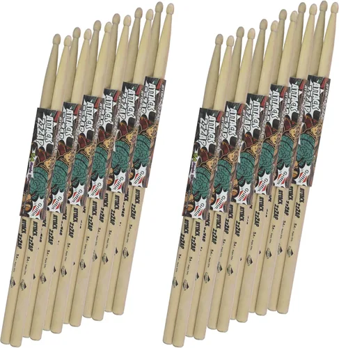 Miniatura 11 de GRIFFIN Attack Zzzap - 4 pares de palos de madera de arce selecta de élite tamaño 5A – Equilibrado, nivelado y recto – Drummers Percussion Classic