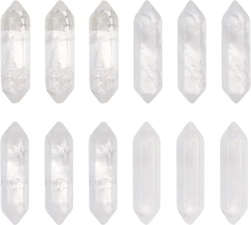 Miniatura 7 de OLYCRAFT 18 Piezas Puntas de Cristal de Cuarzo Natural 6 Colores Puntas de Cristal de Cuarzo Agujero de 1mm Cuentas de Cristales de Cuarzo Natural