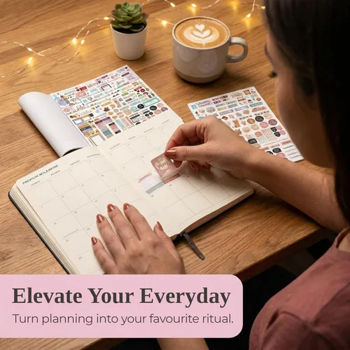 Miniatura 7 de Calcomanías estéticas para planificador mensual, más de 1100 hermosos accesorios de diseño que mejoran y optimizan tu agenda, diario y calendario