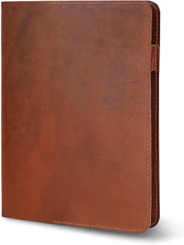 Miniatura 13 de Funda de diario de cuero marrón A5 de 5.75x8.25 pulgadas, funda recargable para diario grande Moleskine, funda de cuaderno de cuero hecha a mano A5