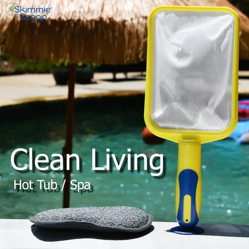 Miniatura 7 de The Skimmie Scoop - Espumador de mano patentado con red de malla fina para spa, bañera de hidromasaje, inmersión fría y limpieza de piscinas Amarillo