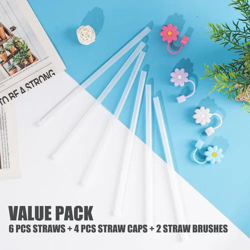 Miniatura 7 de Greant 6 popotes para vaso Hydro Flask de 32 onzas, 7.76 pulgadas, a prueba de polvo, para vaso HydroFlask de 32 onzas, popote para tapa a presión