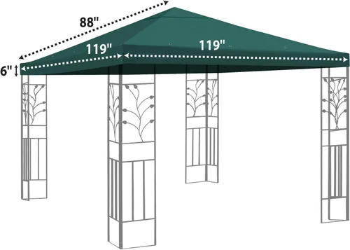 Miniatura 6 de BenefitUSA - Parasol de repuesto para cenador o toldo de patio de poliéster de una sola capa, Verde