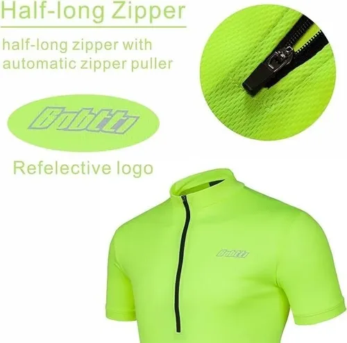 Miniatura 6 de Camiseta de ciclismo de manga corta para hombre, camiseta de ciclismo MTB con media cremallera frontal y 3 bolsillos posteriores