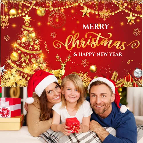 Miniatura 6 de Rumia Decoraciones de pancarta de Feliz Navidad y Año Nuevo, telón de fondo de fotos de Navidad, árbol de Navidad y telón de fondo de fiesta, diseño