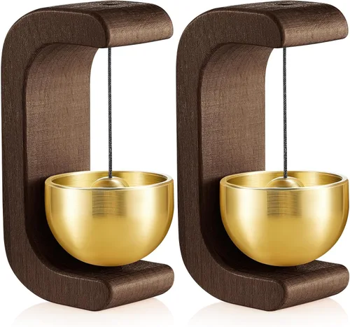Zonon 2 Piezas Campanillas de Viento Magnéticas de Madera Timbre Decoración Campana de Comerciantes para Apertura de Puerta Forma de C para Regalo