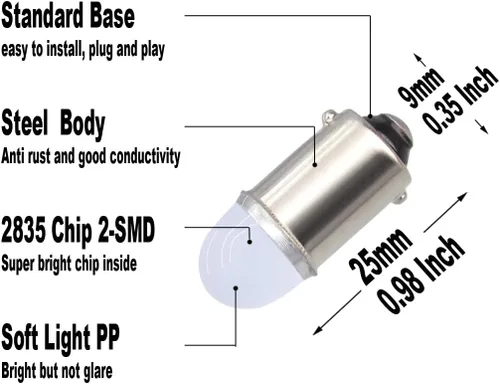 Miniatura 3 de Yoper BA9S 53 57 1895 64111 Bombilla LED para Coche 12V Verde Color verde