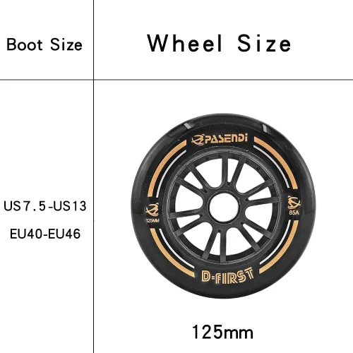 Miniatura 4 de Zapatos profesionales de patines de velocidad 3 ruedas para hombre 3X125MM ruedas grandes de fibra de carbono zapatos de patinaje negro en línea