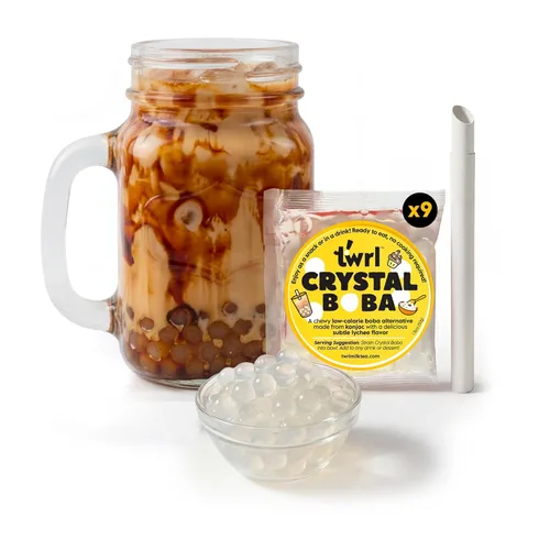 Miniatura 11 de Twrl Cobertura de té Boba de burbujas de azúcar morena – Perlas Boba taiwanesas, cobertura de tapioca estilo café, instantáneo, perfecto para té
