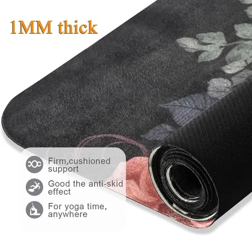 Miniatura 4 de Skull Yoga Mat for Women Men 71" x 26" Non Slip Exercise & Fitness Mat 1mm Thick Workout Mat for Yoga, Pilates, Come with Storage Bag