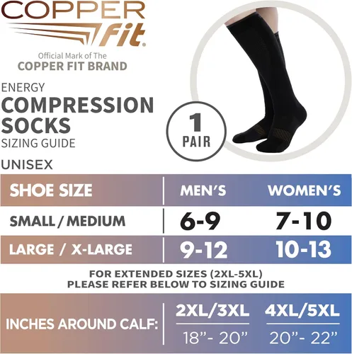 Miniatura 3 de Copper Fit Energy - Calcetines de compresión unisex fáciles de poner y quitar a la rodilla