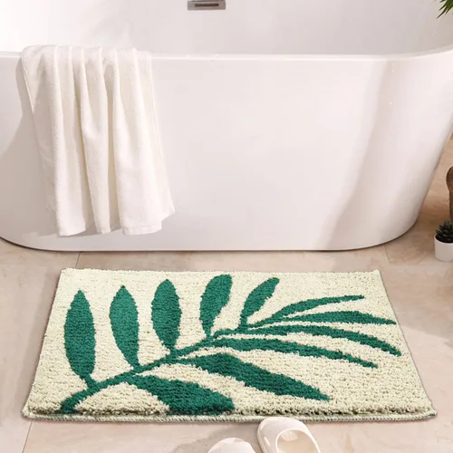 Miniatura 4 de Hi Space Alfombras de baño de 24 x 16 pulgadas con hojas para baño, antideslizante, lavable a máquina, suave, absorbente, bonita alfombra de baño