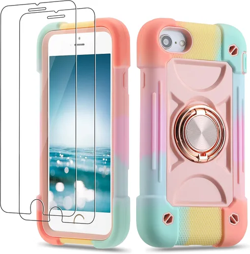 Miniatura 96 de Funda para iPhone Se3/iPhone Se2, iPhone 6/6S, iPhone 7/iPhone 8 de 4.7 pulgadas con soporte de anillo, con 2 protectores de pantalla resistentes