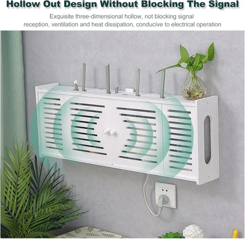 Miniatura 2 de Caja de oclusión de enchufe de fila inferior para TV, estante inalámbrico WiFi, caja de almacenamiento para enrutador montado en la pared, caja