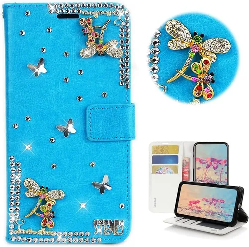 Miniatura 9 de Bling Wallet - Funda de piel compatible con iPhone 11, elegante, hecha a mano en 3D, diseño de mariposas y purpurina, color blanco