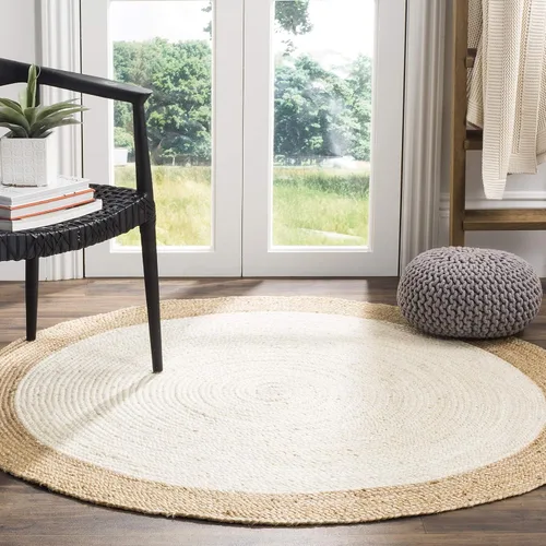 Miniatura 27 de SAFAVIEH Alfombra de Área Redonda de 10' - Colección de Fibra Natural - Verde y Marrón Natural, Yute Hecho a Mano, Diseño de Borde Trenzado (NF801G)