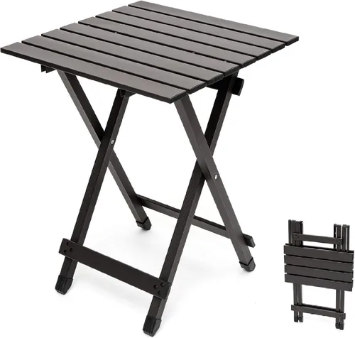 SUNNYFEEL Mesa de camping plegable – Mesa de picnic portátil de aluminio ligero, 18.5 x 18.5 x 24.5 pulgadas para cocinar, playa, senderismo,