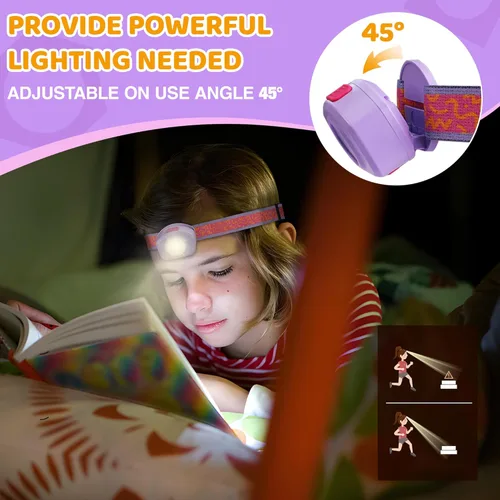 Miniatura 4 de EverBrite Linterna frontal LED recargable para niños con modo RGB y diadema ajustable, 3 modos multicolor para acampar, leer, explorar, Halloween