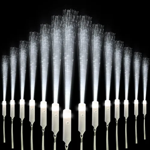 32 varitas luminosas para niños, de fibra óptica blanca con luz LED, 3 modos de luz intermitente para despedida de soltera, Navidad