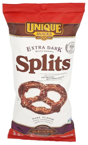 Miniatura 7 de Unique Snacks Pretzels Splits Extra Oscuros, Pretzels Originales Abiertos, Deliciosa Bolsa de Aperitivos Horneados Estilo Hogareño, Vegano, OU