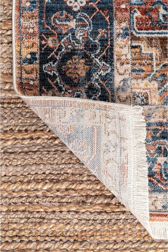 Miniatura 113 de NuLOOM - Alfombra con diseño de medallón, con flecos, modelo Ethel Harriet Marrón Claro
