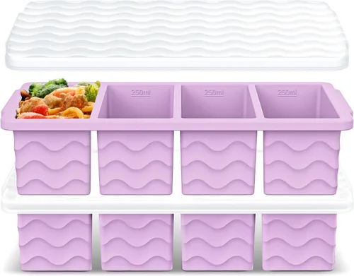 Miniatura 19 de Doasuwish Bandejas de cubitos de hielo para congelador con tapas, 2 cucharadas de 10 cubos cuadrados y bandejas de hielo en forma de corazón, moldes