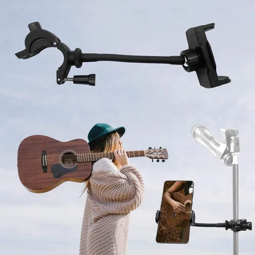 Miniatura 2 de Soporte de teléfono para micrófono, soporte flexible 360 para micrófono, poste de cuello de cisne ajustable, giratorio compatible con iPhone