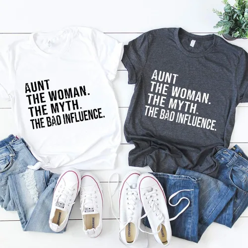 Miniatura 5 de Funny Aunt T-Shirt, Aunt T shirt, Best Auntie Ever Tee, Auntie Tee, Aunt Gift, Gift For Aunt, Aunt The Women The Myth The Bad Influence Shirt