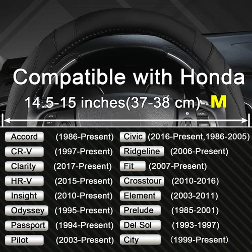 Miniatura 2 de West Llama - Funda personalizada para volante de automóvil para Honda (Negro)