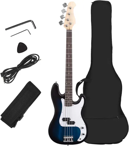 Miniatura 11 de Costzon Guitarra Bajo Eléctrica de 4 Cuerdas Tamaño Completo para Principiantes Kit Completo, Diapasón y Puente de Palisandro, con Dos Pastillas