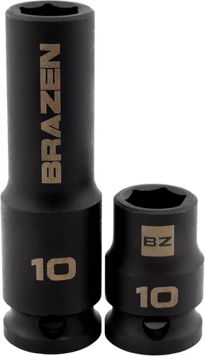 Miniatura 18 de BRAZEN Juego Maestro de 10mm - 12 zócalos, tres llaves, un destornillador de tuercas - ¡Todo de 10mm!