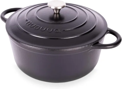 Miniatura 46 de Nuovva Olla Holandesa de Hierro Fundido Esmaltado con Tapa – Cazuela Antiadherente de 6.4 Cuartos – Resistente y Apta para Horno hasta 500°F