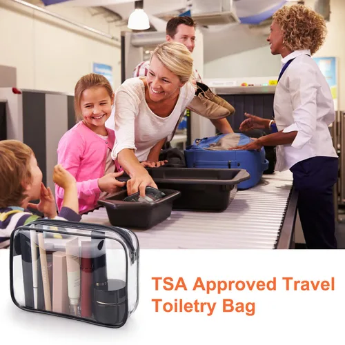 Miniatura 3 de Wedama Bolsas de cosméticos aprobadas por la TSA para hombres y mujeres, paquete de 2 con cremallera, accesorios de viaje de aeropuerto, bolsas