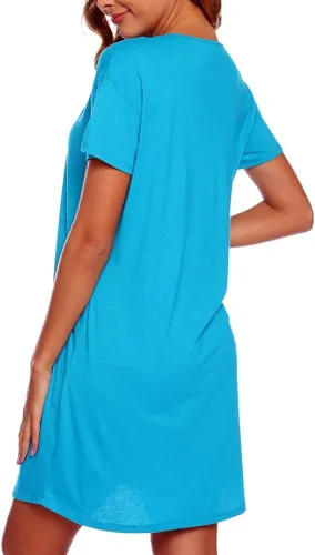 Miniatura 5 de ENJOYNIGHT - Camisón de algodón con estampado y mangas cortas para mujer