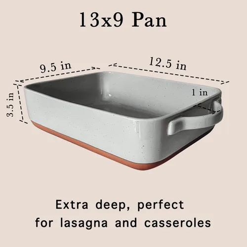 Miniatura 2 de Mora - Plato para hornear de porcelana profunda, 9 x 13 pulgadas, apto para horno a mesa, congelador Earl Grey