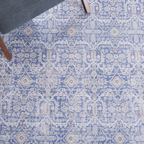 Miniatura 6 de SAFAVIEH Tucson Collection - Alfombra lavable de 2 pies 6 pulgadas x 6 pies, azul y al óxido, antideslizante y fácil de limpiar, ideal para pasillo