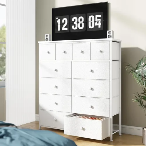 Miniatura 2 de Bepatio Cómoda para dormitorio con 12 cajones, cómoda de tela y cómoda con marco de metal resistente, parte superior de madera, para mujer, 38.9