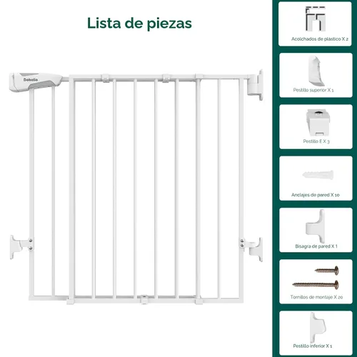 Miniatura 7 de Babelio Puerta de bebé para escaleras, cocina y puertas, 26-43 pulgadas de ancho 28 pulgadas de alto, sin barra inferior, fácil instalación, Blanco