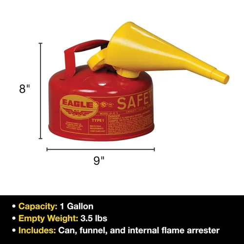 Miniatura 9 de Tipo Eagle I Lata de seguridad de acero galvanizado con embudo, Rojo