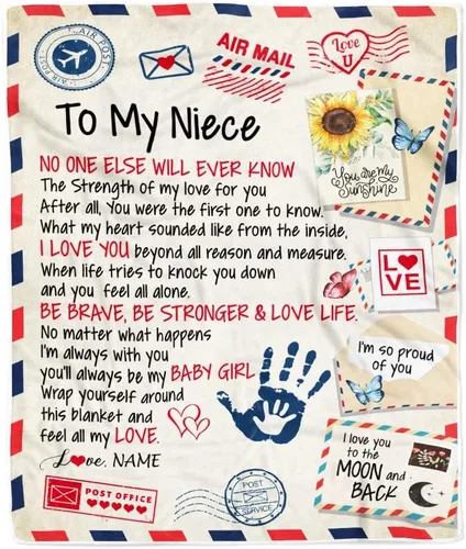 Miniatura 12 de Manta personalizada con texto en inglés «To My Niece», de Aunt Auntie Uncle Always Remember How Much I Love You Moon Butterfly Birthday Christmas