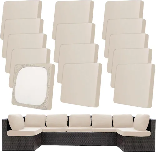 Miniatura 44 de Fundas de cojín de patio, fundas de cojín para exteriores, fundas de cojín elásticas de repuesto, protectores de muebles lavables y reutilizables