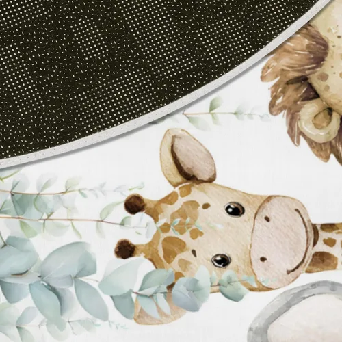 Miniatura 7 de HawSkgFub Alfombra de área de juegos de animales de selva africana para niños y niñas pequeños, elefante, jirafa, león, cebra, antideslizante, Safari