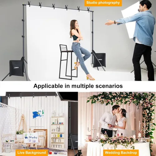 Miniatura 7 de LINCO Kit de soporte de fondo para fiestas, 10 x 7 pies, ajustable, para estudio de fotografía, sistema de soporte de fondo fotográfico