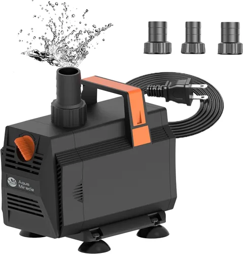 Miniatura 8 de AquaMiracle Bombas de agua para acuario de 600 GPH (2270L/H, 35 W), bomba de agua sumergible con control de flujo para fuente, cascada, estatua