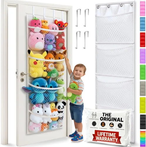 Miniatura 13 de Honeyera Almacenamiento para Animales de Peluche - Organizador sobre Puerta para Muñecos, Accesorios para Bebés y Organizador de Juguetes