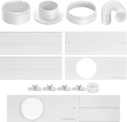 Miniatura 8 de VIVOSUN Kit de ventilación de ventana, kit de sellado portátil de ventana de CA, compatible con conductos de 4 pulgadas/6 pulgadas y manguera de 5.9