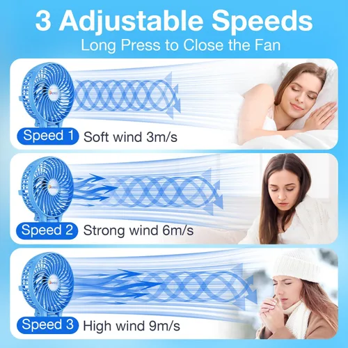 Miniatura 3 de VersionTECH. Ventilador portátil de mano, potente+durable+4000mAh+plegable 180°, mini ventiladores de mesa con USB recargable operado por batería
