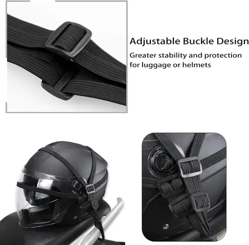 Miniatura 5 de Correa elástica para casco de motocicleta de 23.6 pulgadas, correa elástica retráctil de malla con 2 ganchos, cuerda elástica para equipaje